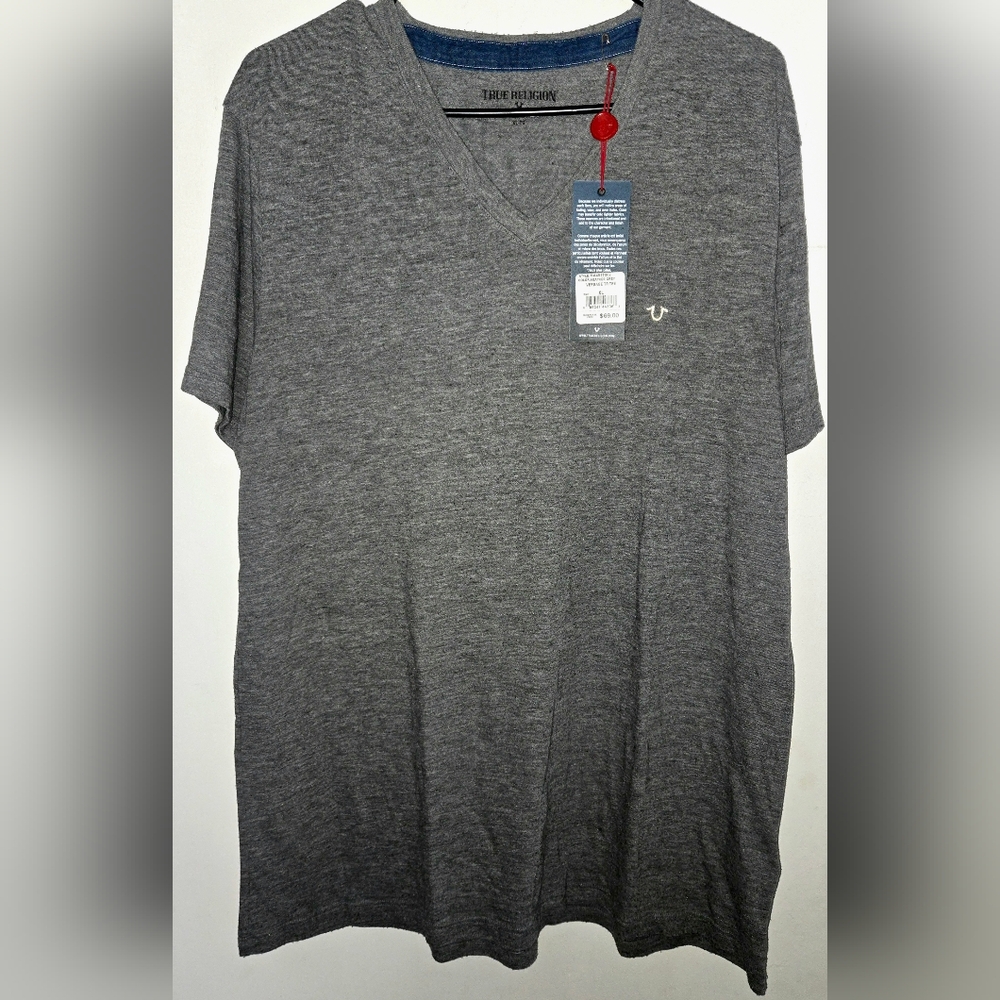 True Religion Heather Gray V-Neck T-Shirt